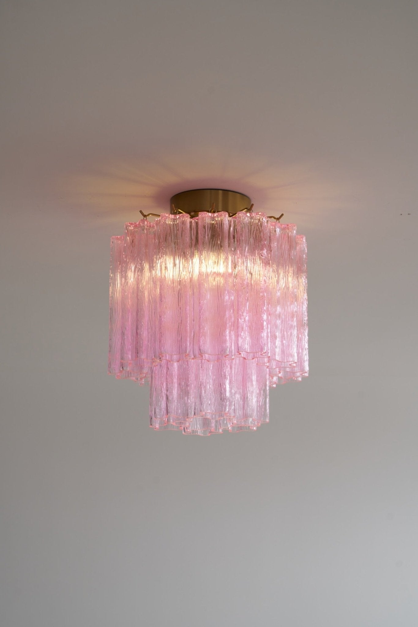 Aurora Ceiling Lamp Pink Murano Glass Tiered Modern Flush - Blowlighting
