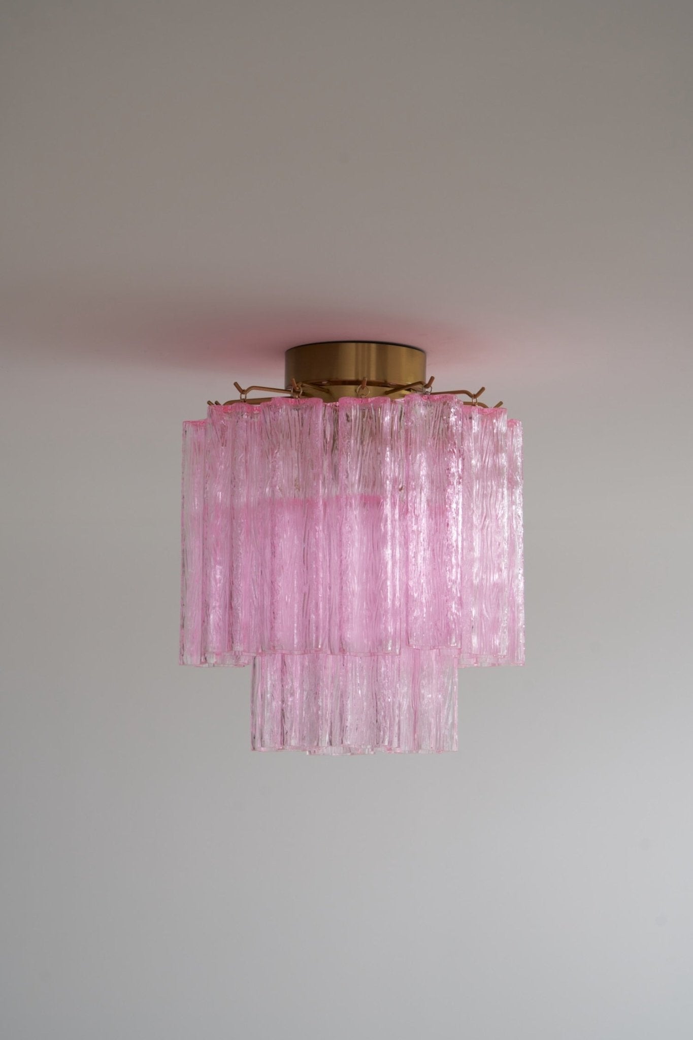 Aurora Ceiling Lamp Pink Murano Glass Tiered Modern Flush - Blowlighting