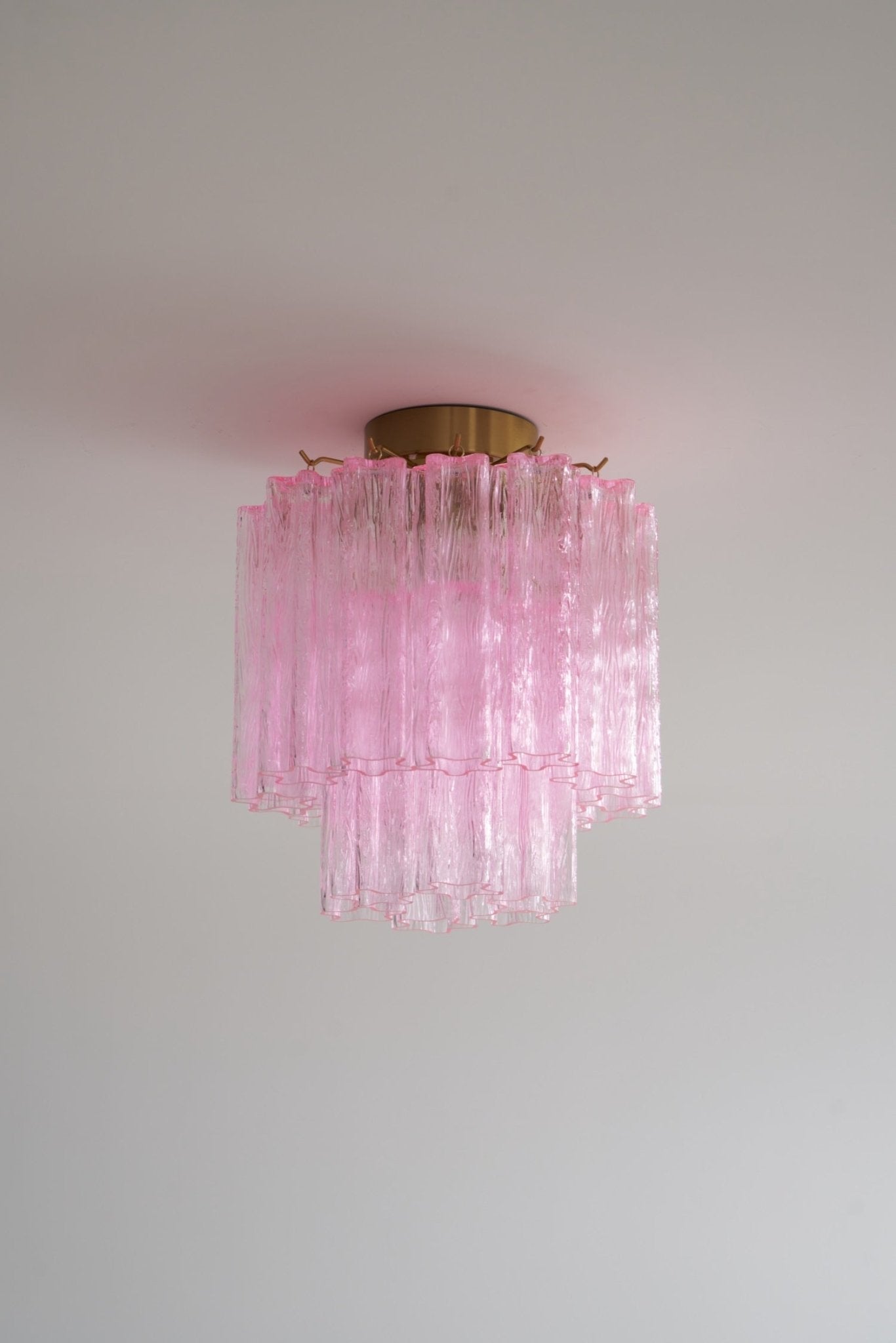 Aurora Ceiling Lamp Pink Murano Glass Tiered Modern Flush - Blowlighting