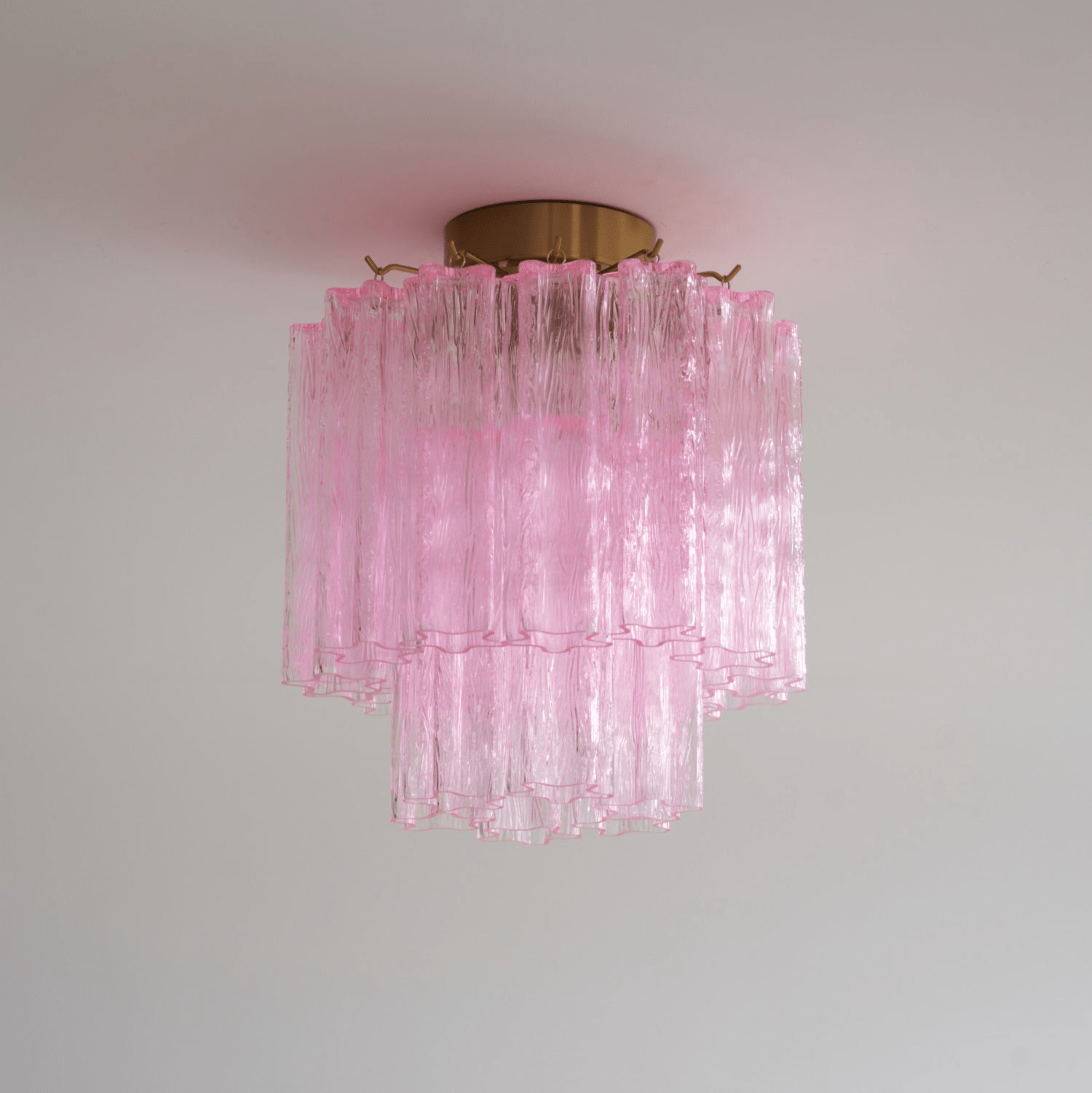 Aurora Ceiling Lamp Pink Murano Glass Tiered Modern Flush - Blowlighting