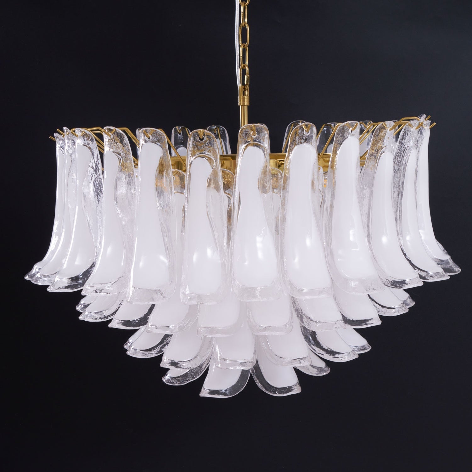 Aurora Chandelier Pink Glass Leaf Layered Floral Glamour - Blowlighting
