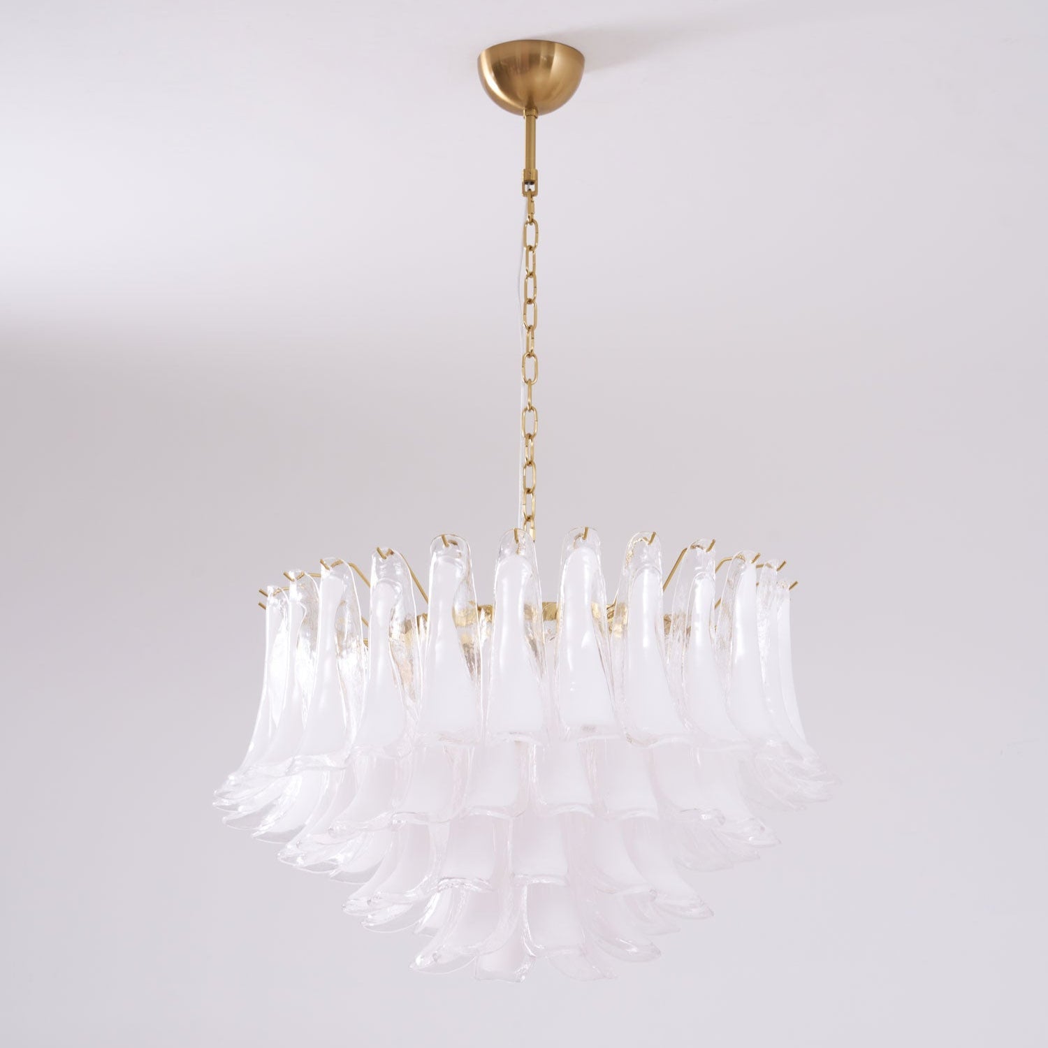 Aurora Chandelier Pink Glass Leaf Layered Floral Glamour - Blowlighting