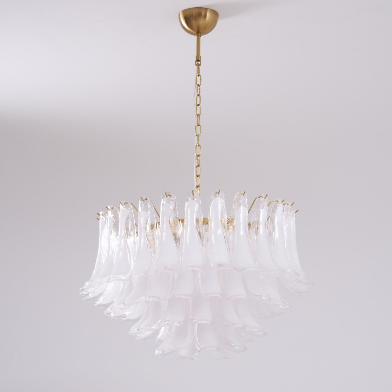 Aurora Chandelier Pink Glass Leaf Layered Floral Glamour - Blowlighting