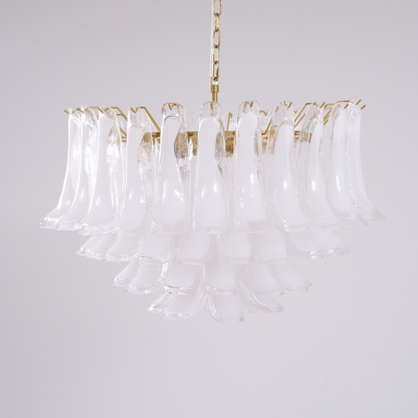 Aurora Chandelier Pink Glass Leaf Layered Floral Glamour - Blowlighting