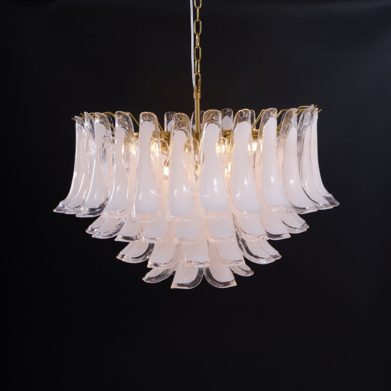 Aurora Chandelier Pink Glass Leaf Layered Floral Glamour - Blowlighting