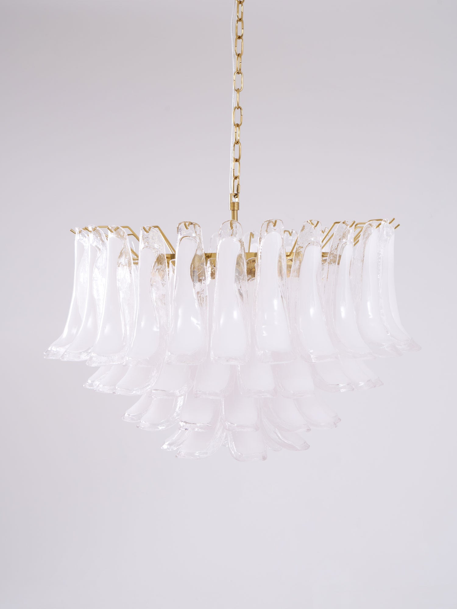 Aurora Chandelier Pink Glass Leaf Layered Floral Glamour - Blowlighting