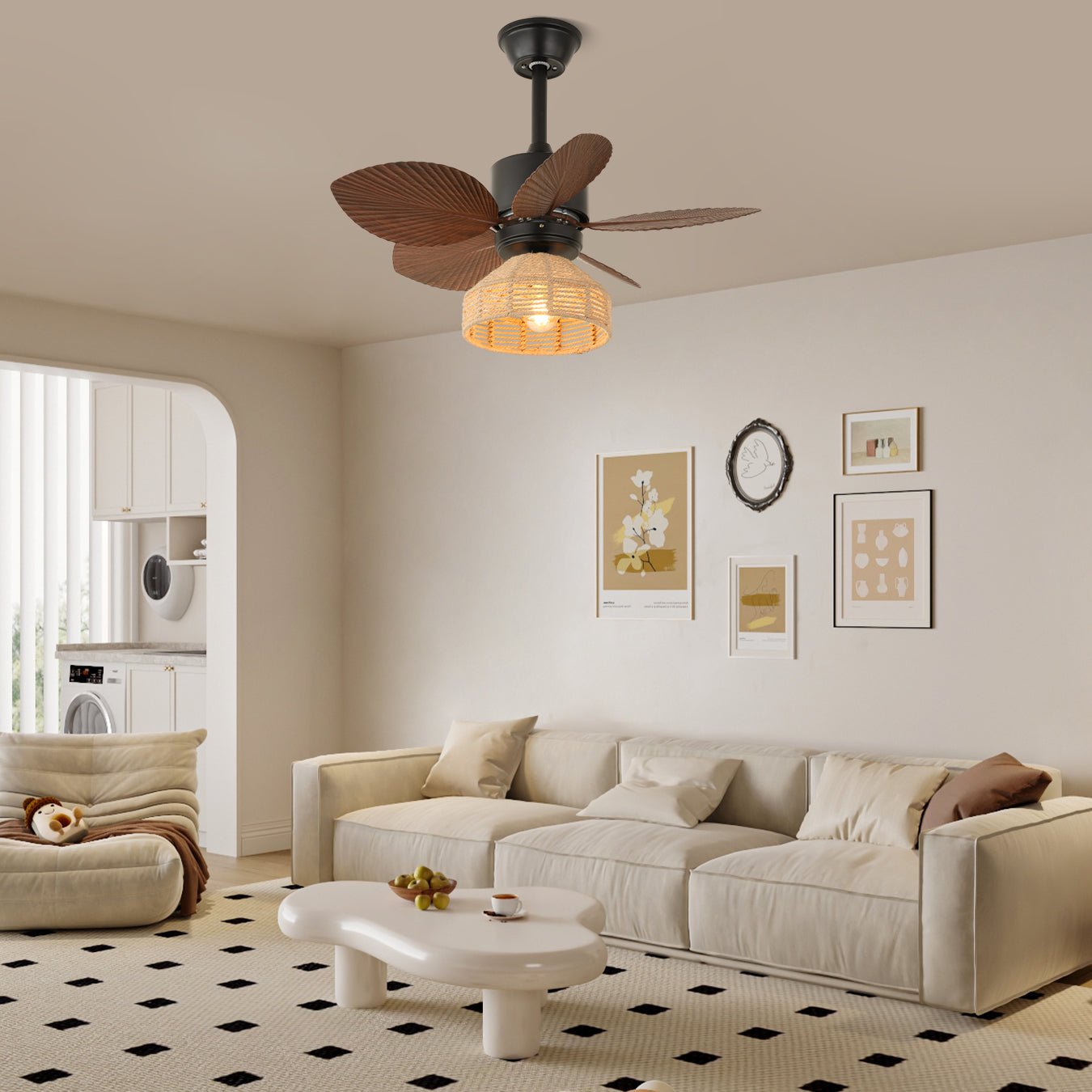 Rivora Tropical Rattan Ceiling Fan Light - Blowlighting