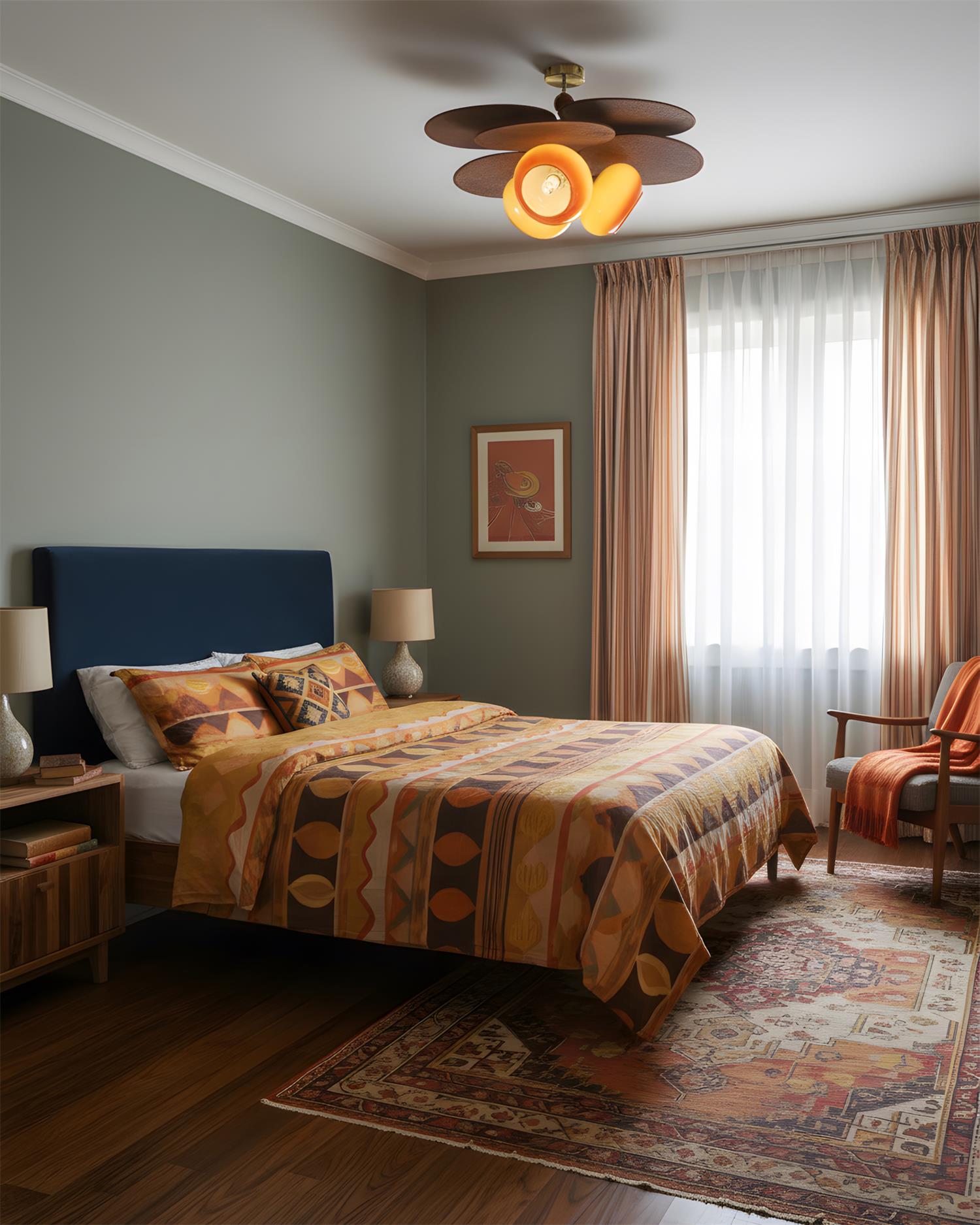 Floravane Mid-Century Modern Wood Ceiling Light