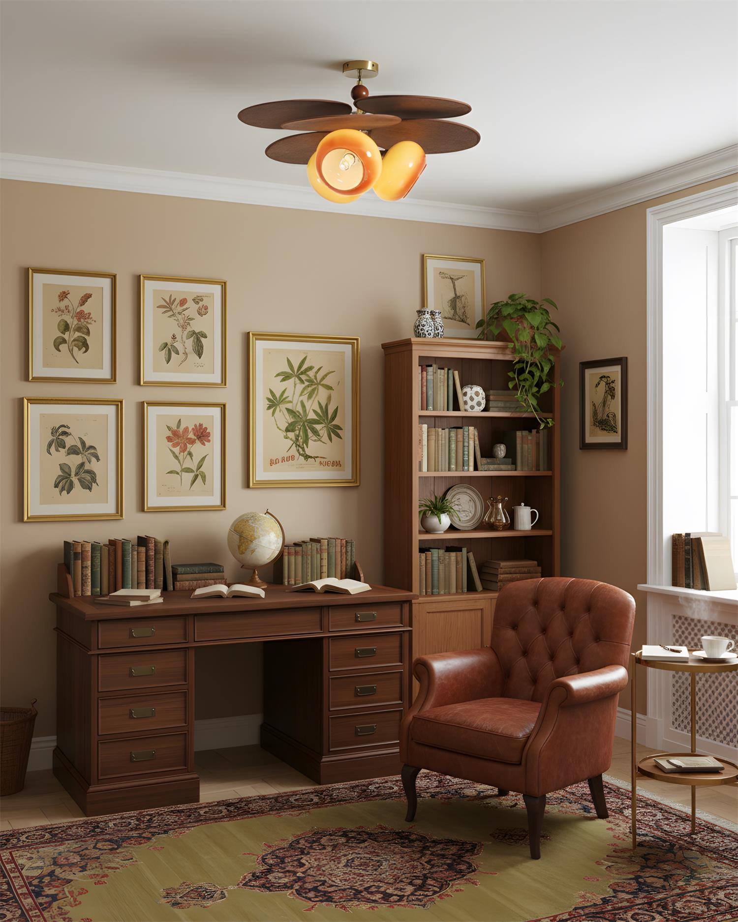 Floravane Mid-Century Modern Wood Ceiling Light