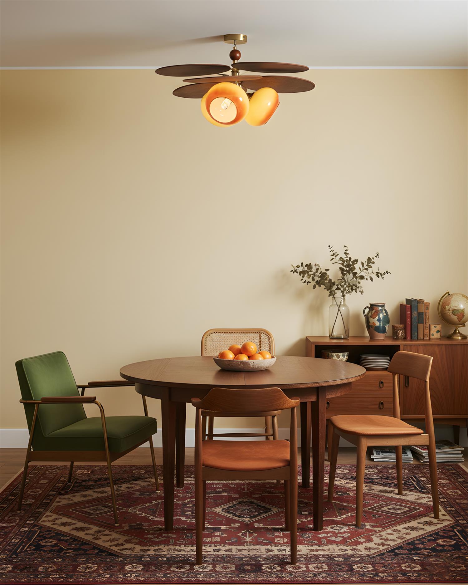 Floravane Mid-Century Modern Wood Ceiling Light