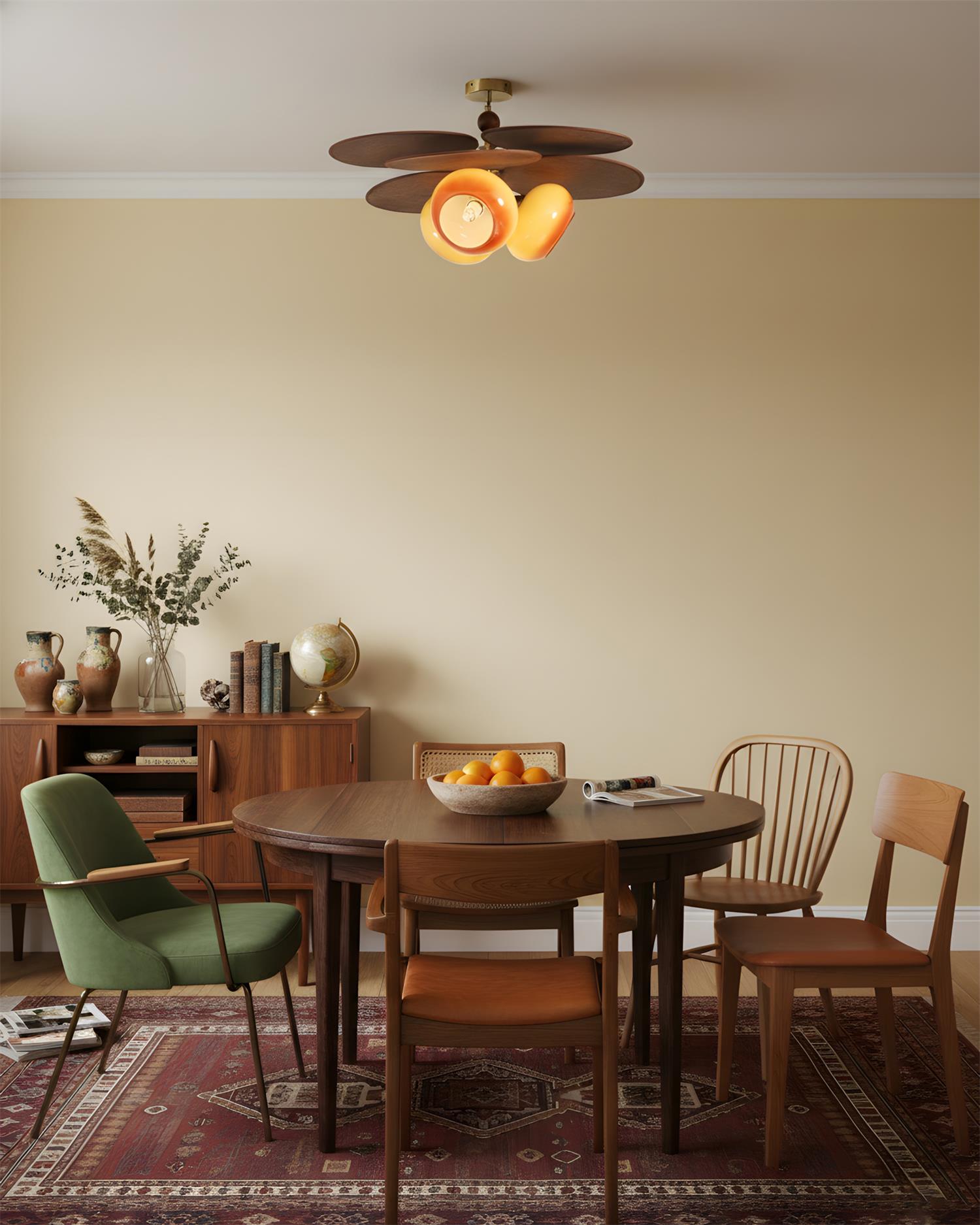 Floravane Mid-Century Modern Wood Ceiling Light