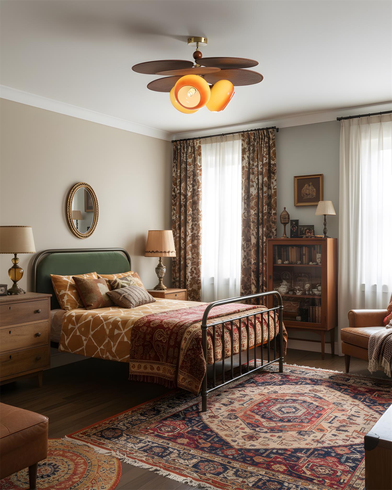 Floravane Mid-Century Modern Wood Ceiling Light