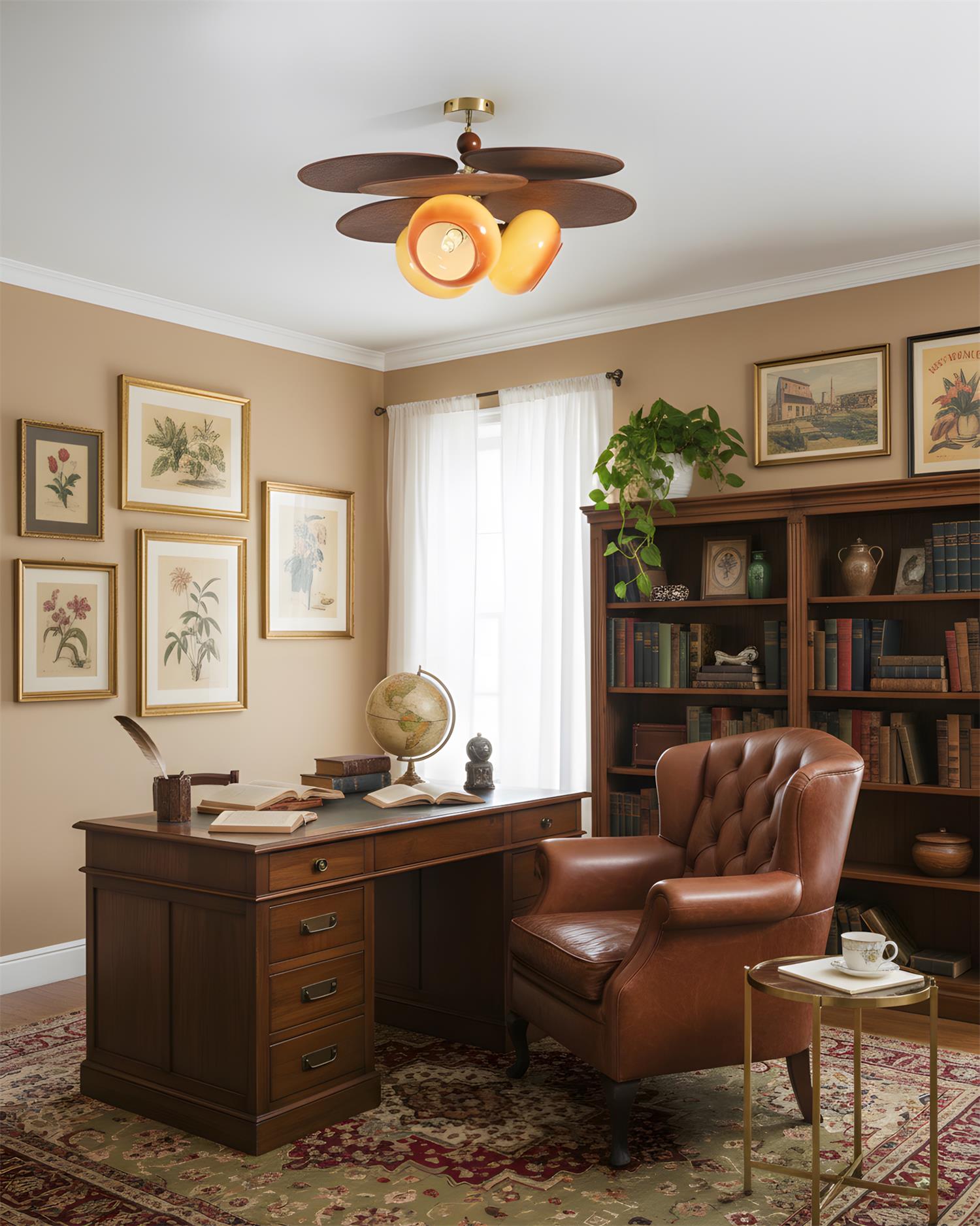 Floravane Mid-Century Modern Wood Ceiling Light