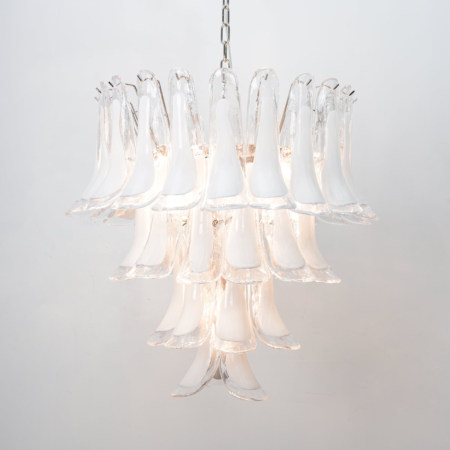 Aurora Chandelier Pink Murano Lily Petal Cascading Floral Classic - Blowlighting