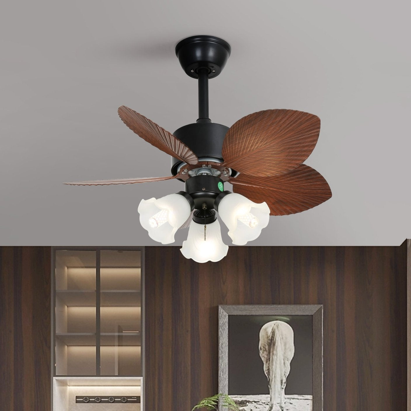 Florence Vintage Wood Ceiling Fan Light - Blowlighting