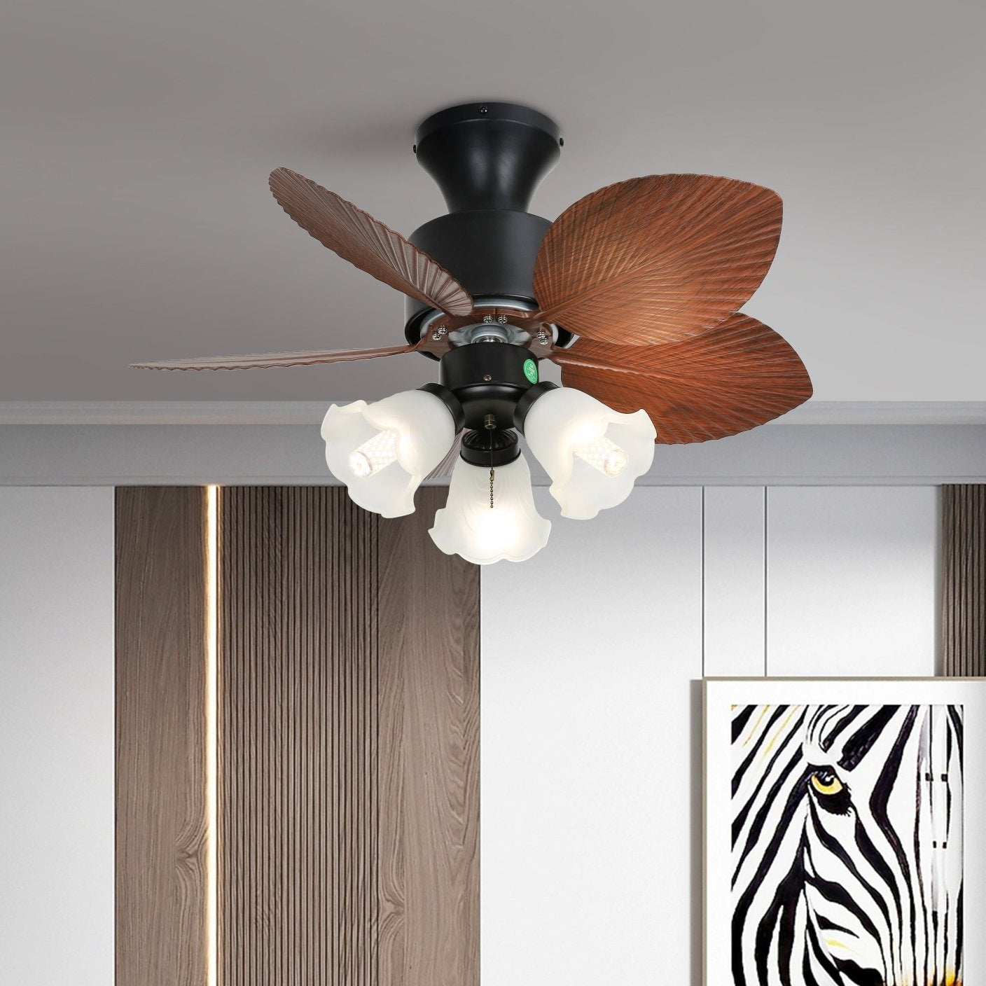 Florence Vintage Wood Ceiling Fan Light - Blowlighting