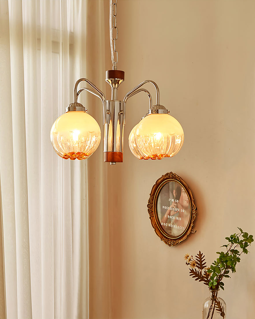Ulliria Nordic Art Flower Walnut Glass Chandelier - Blowlighting