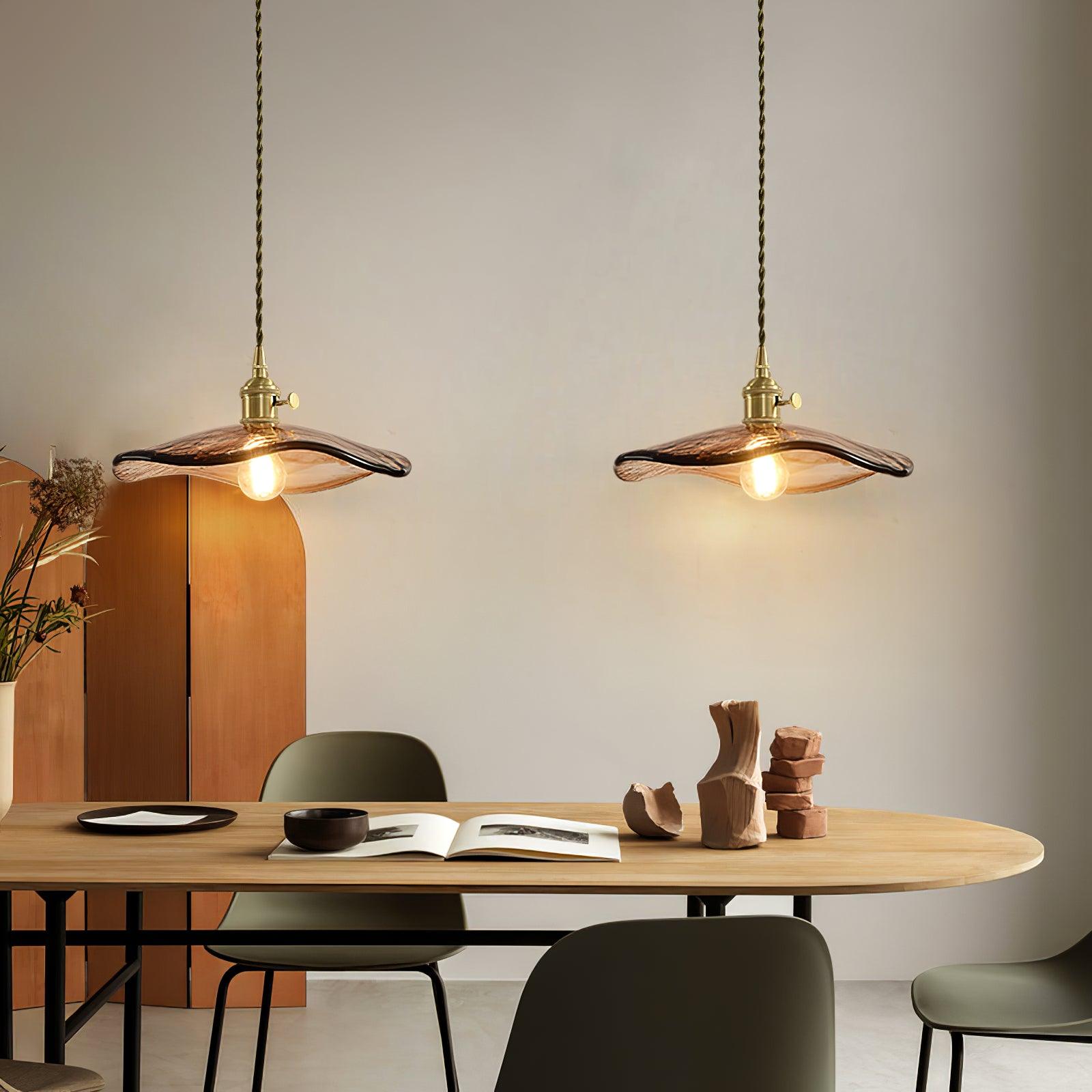 Flower Petal Glass Pendant Swag Light - Blowlighting