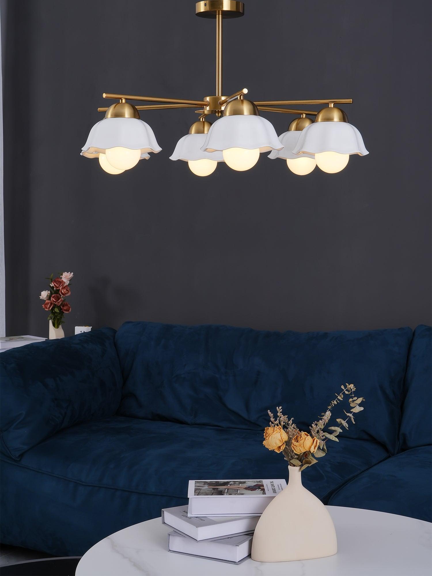 Zasila Nordic Art Flower Shade Metal Ceramics Chandelier - Blowlighting
