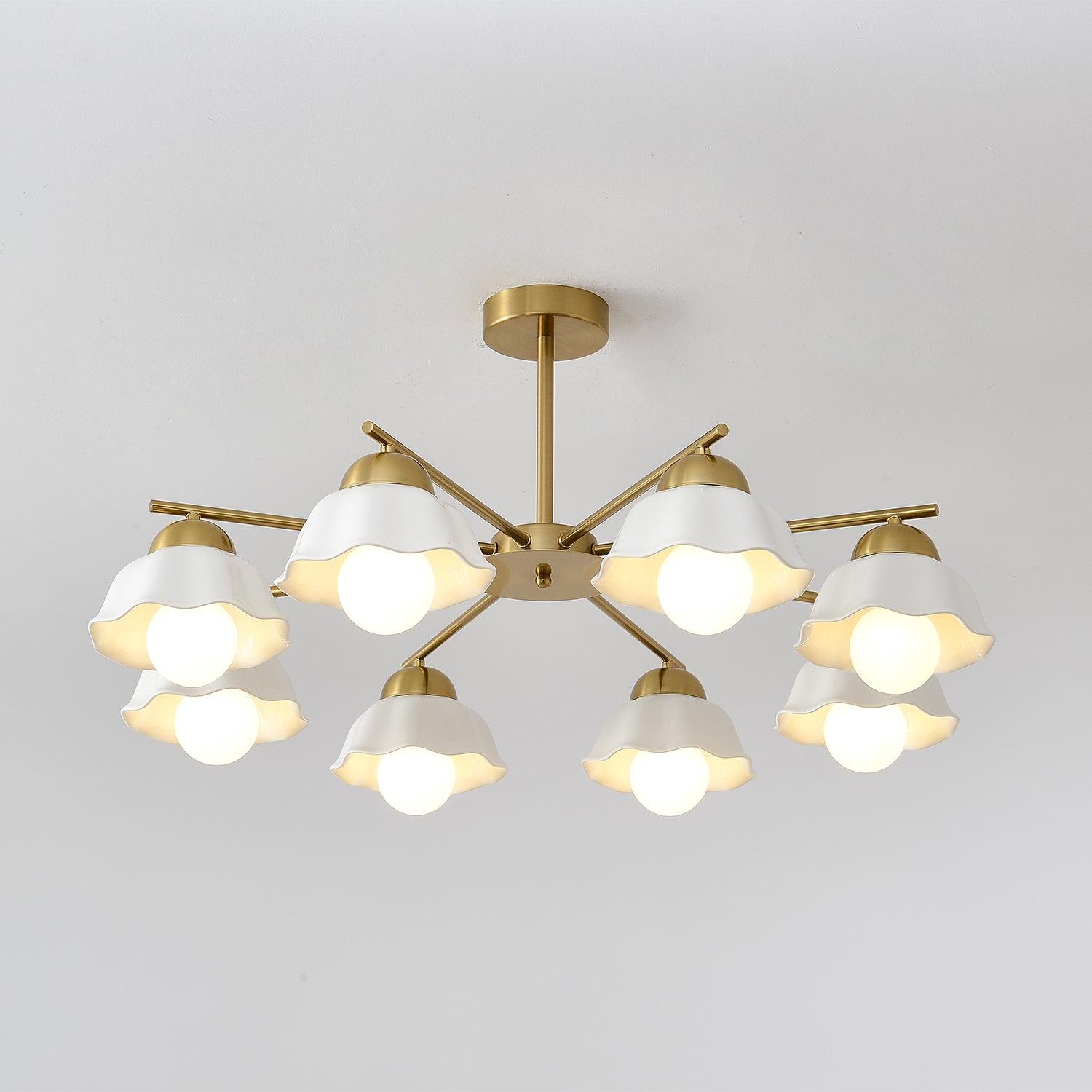 Zasila Nordic Art Flower Shade Metal Ceramics Chandelier - Blowlighting