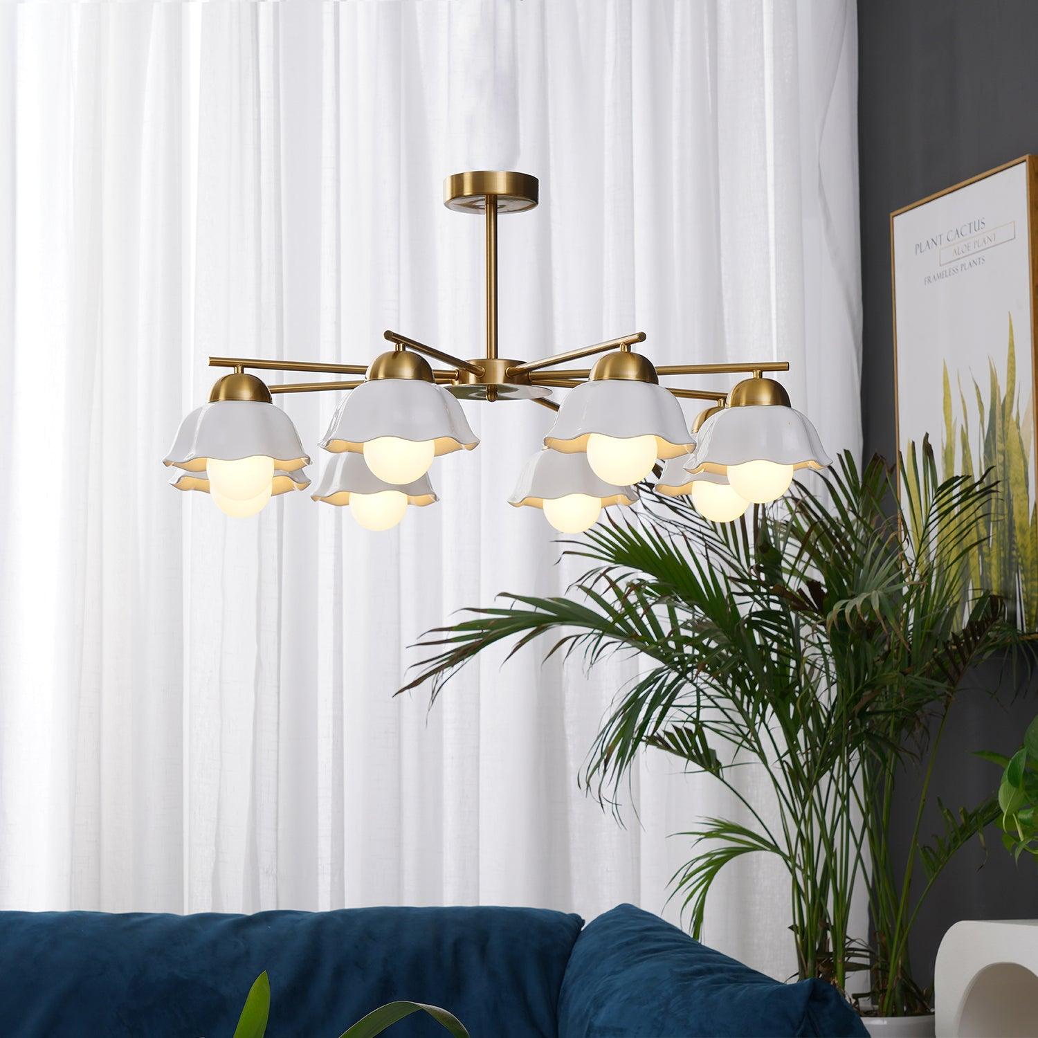 Zasila Nordic Art Flower Shade Metal Ceramics Chandelier - Blowlighting