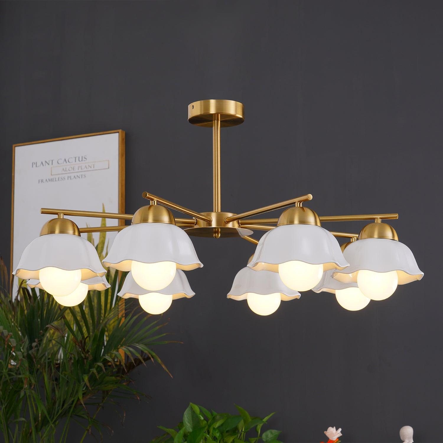 Zasila Nordic Art Flower Shade Metal Ceramics Chandelier - Blowlighting