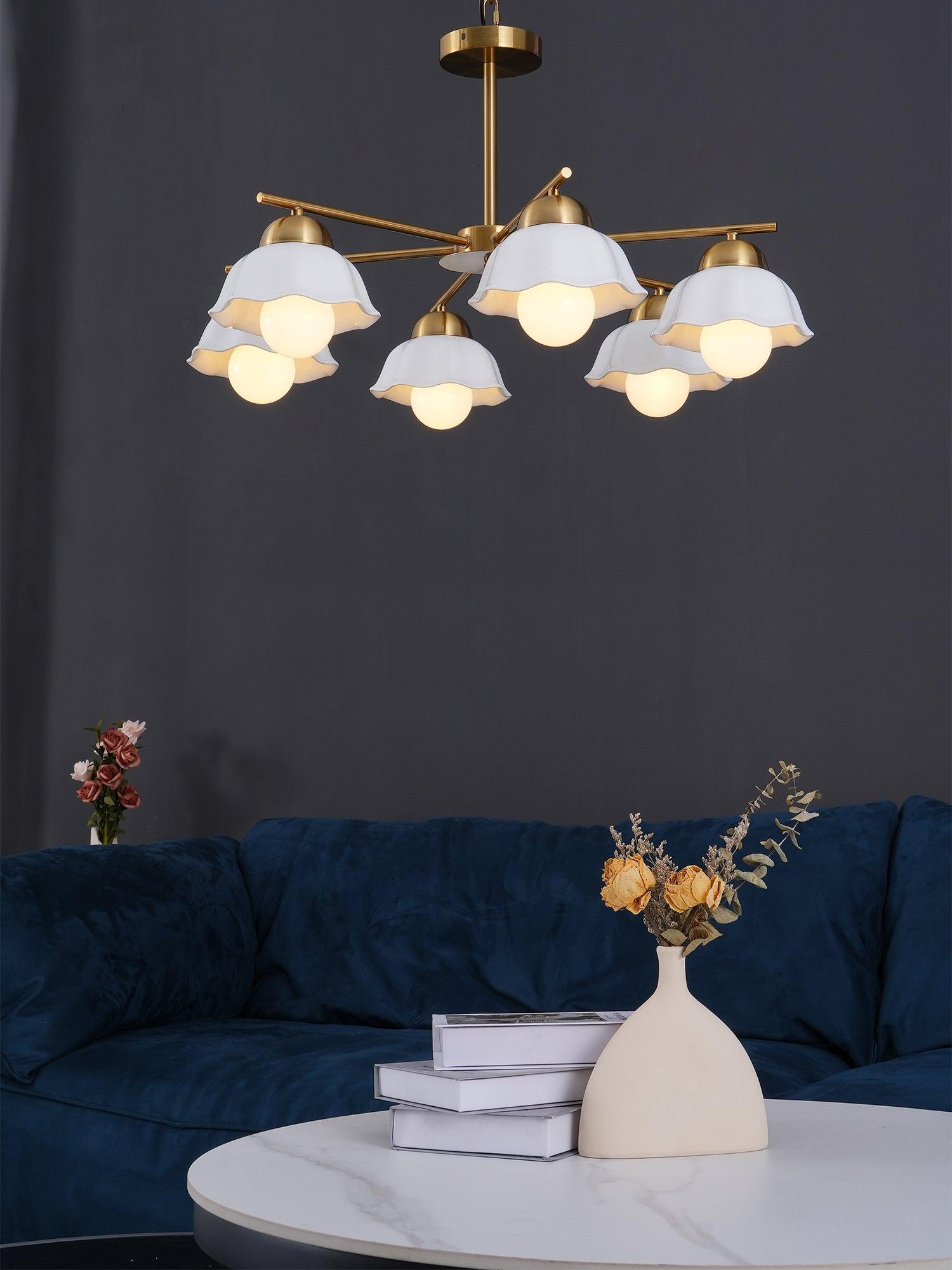 Zasila Nordic Art Flower Shade Metal Ceramics Chandelier - Blowlighting