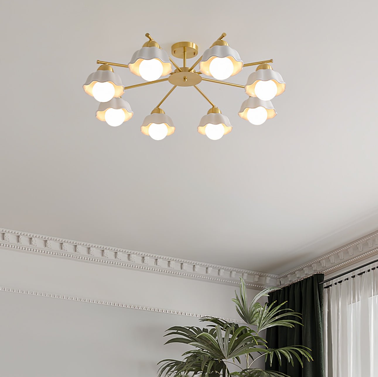 Zasila Nordic Art Flower Shade Metal Ceramics Chandelier - Blowlighting