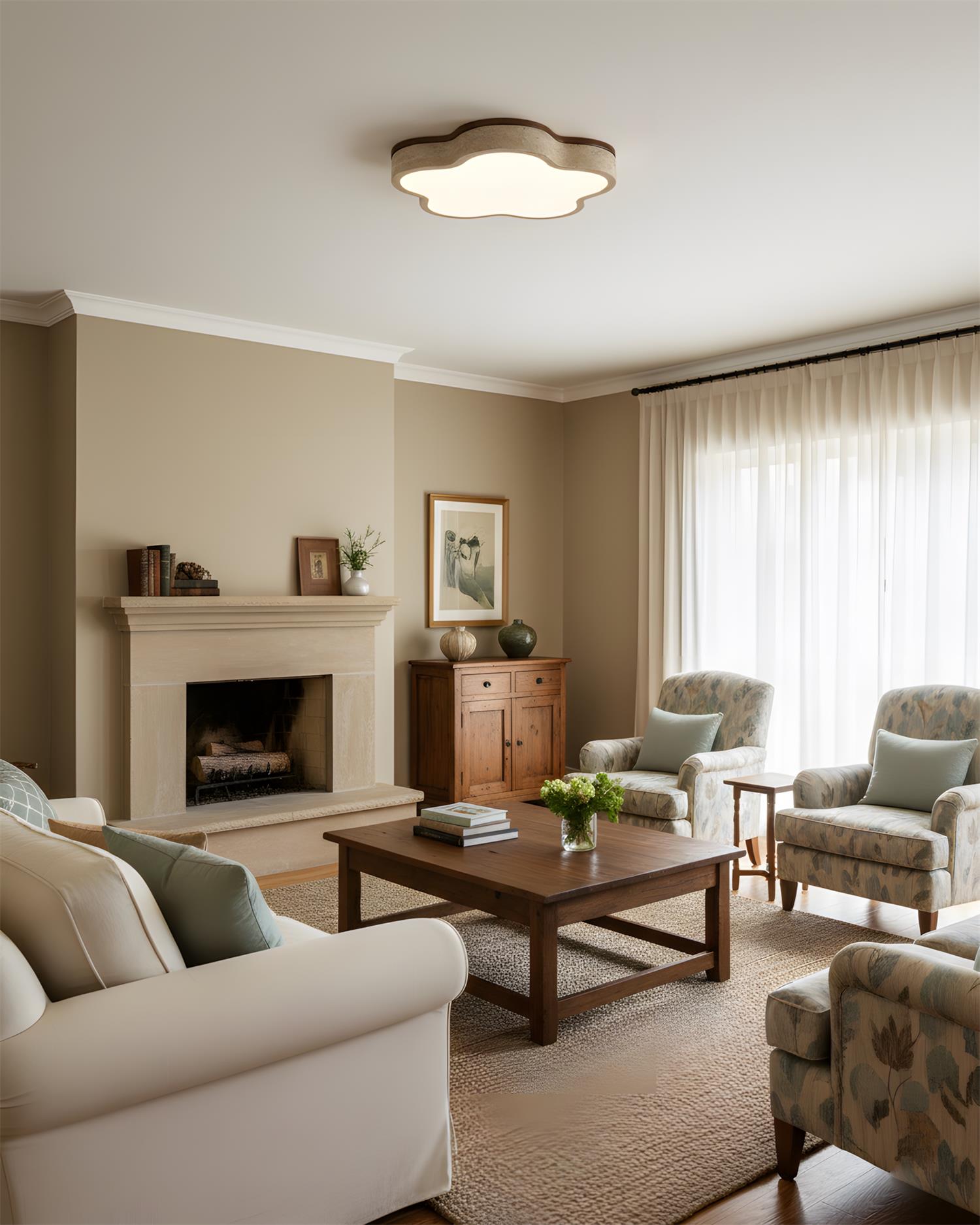 Fluffy Scandinavian Travertine Ceiling Light
