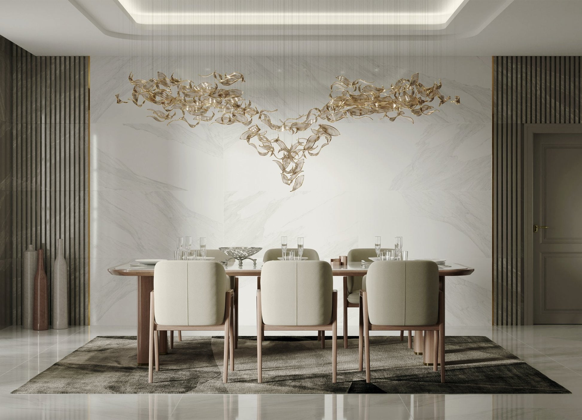 Lustra Chandelier Cascading Leaf Luxe - Blowlighting
