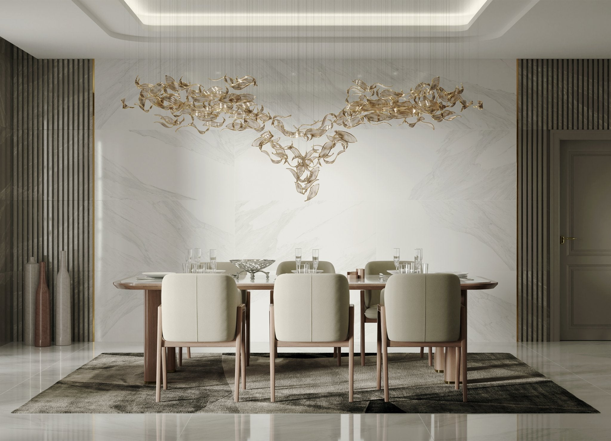 Lustra Chandelier Cascading Leaf Luxe - Blowlighting