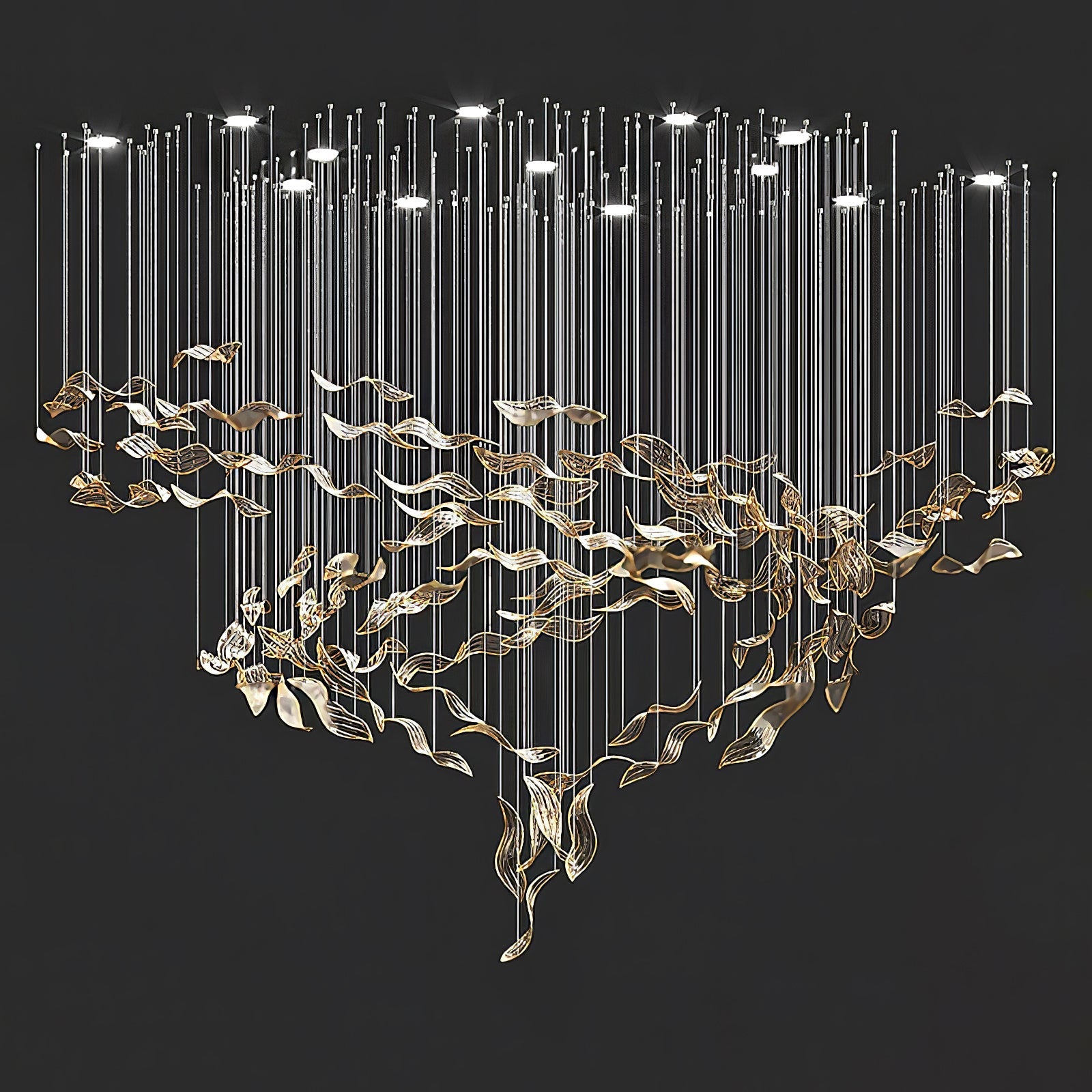 Lustra Chandelier Cascading Leaf Luxe - Blowlighting