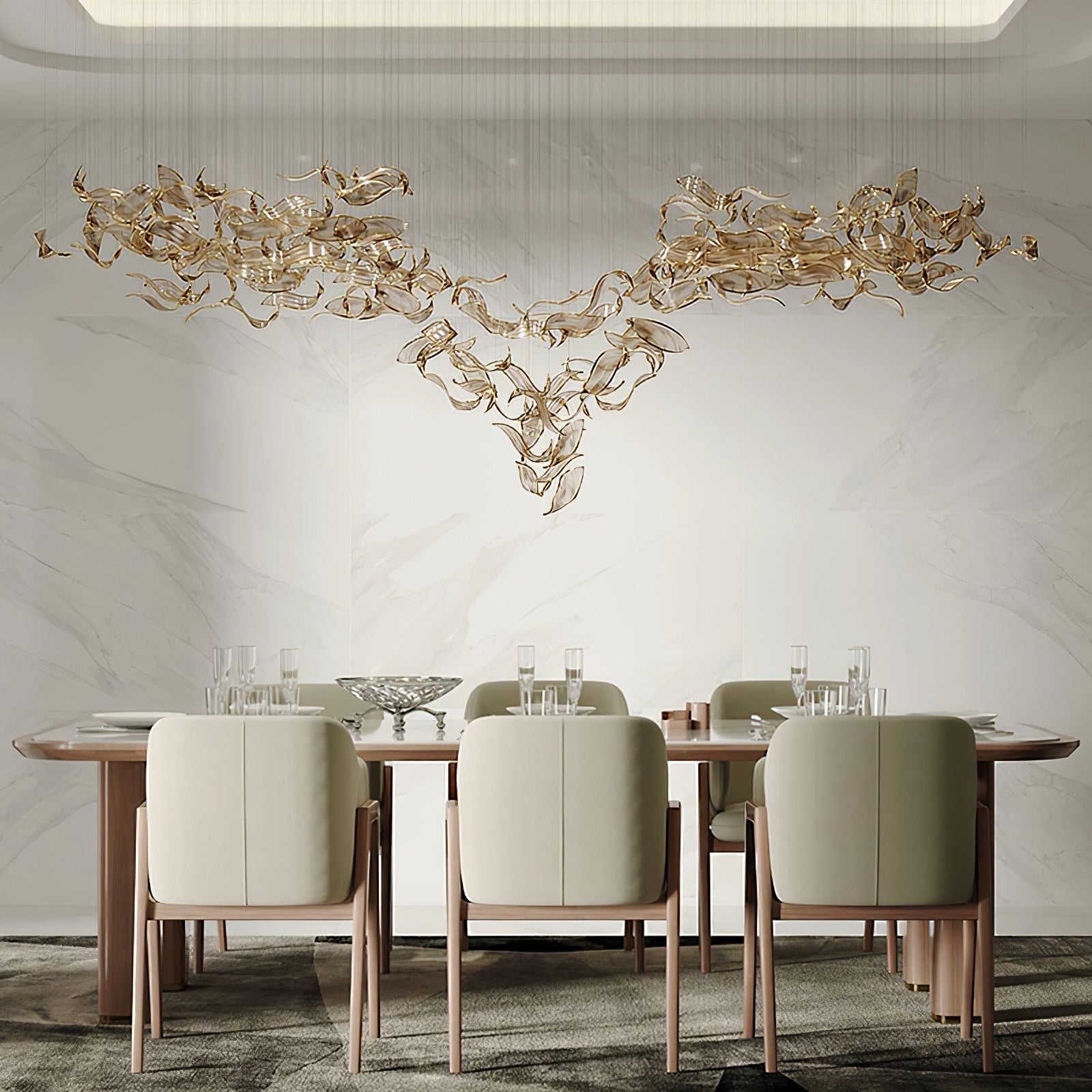 Lustra Chandelier Cascading Leaf Luxe - Blowlighting