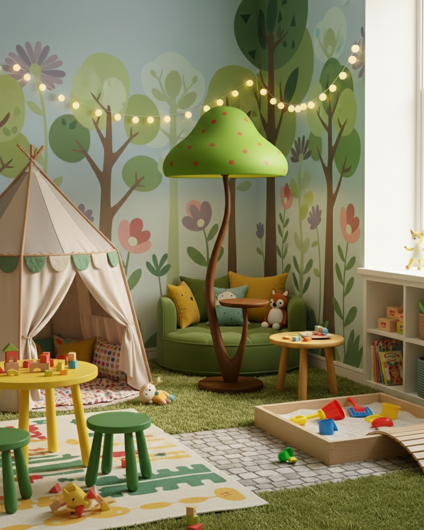 Mori Whimsical Wood Floor Lamp