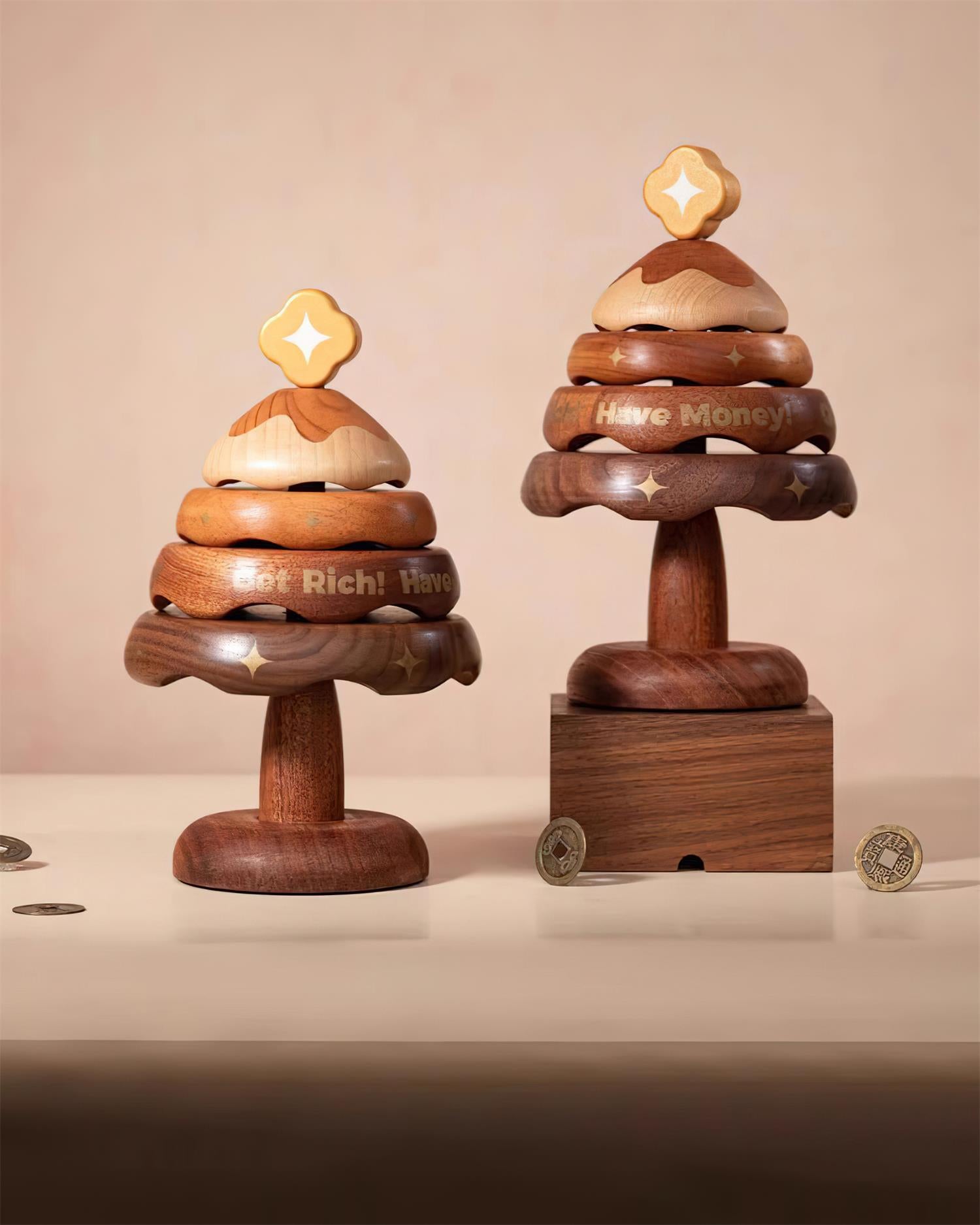 Fortune Playful Wood Tree Coasters