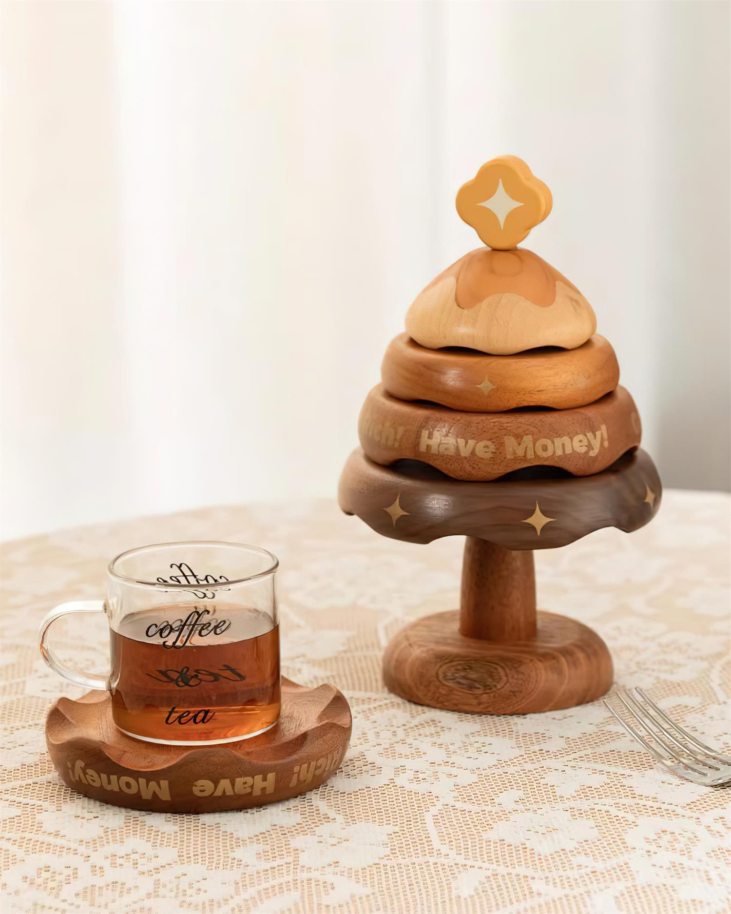 Fortune Playful Wood Tree Coasters