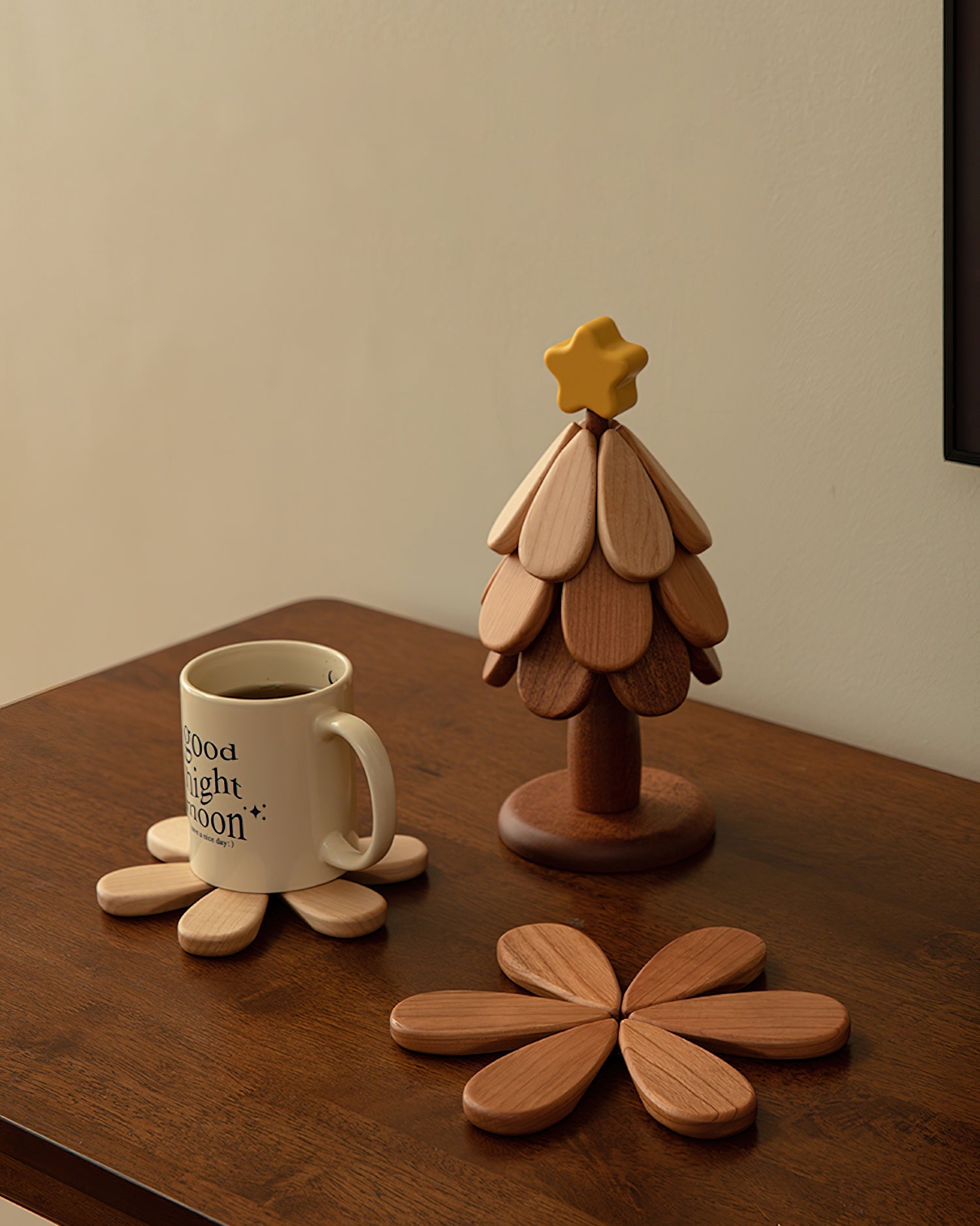 Fortune Playful Wood Tree Coasters
