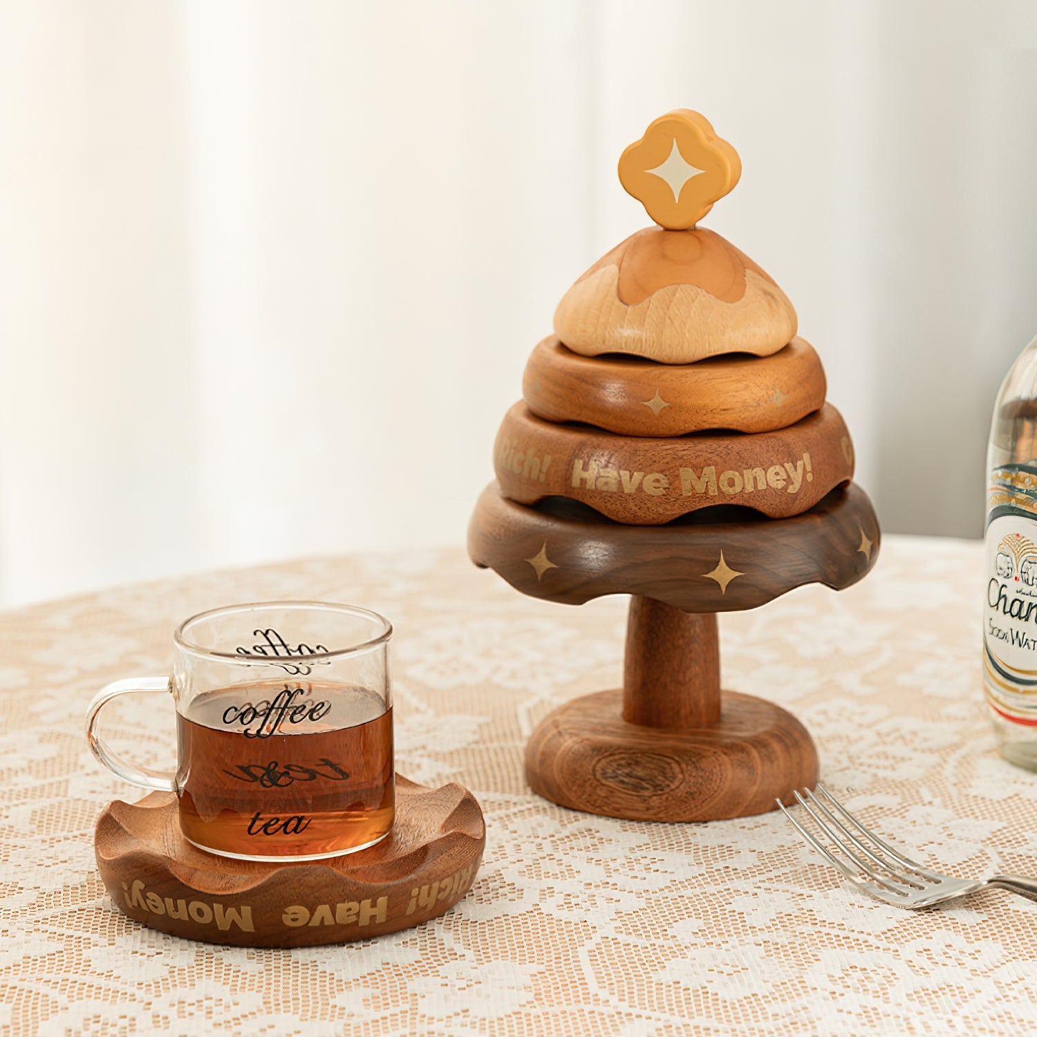 Fortune Playful Wood Tree Coasters