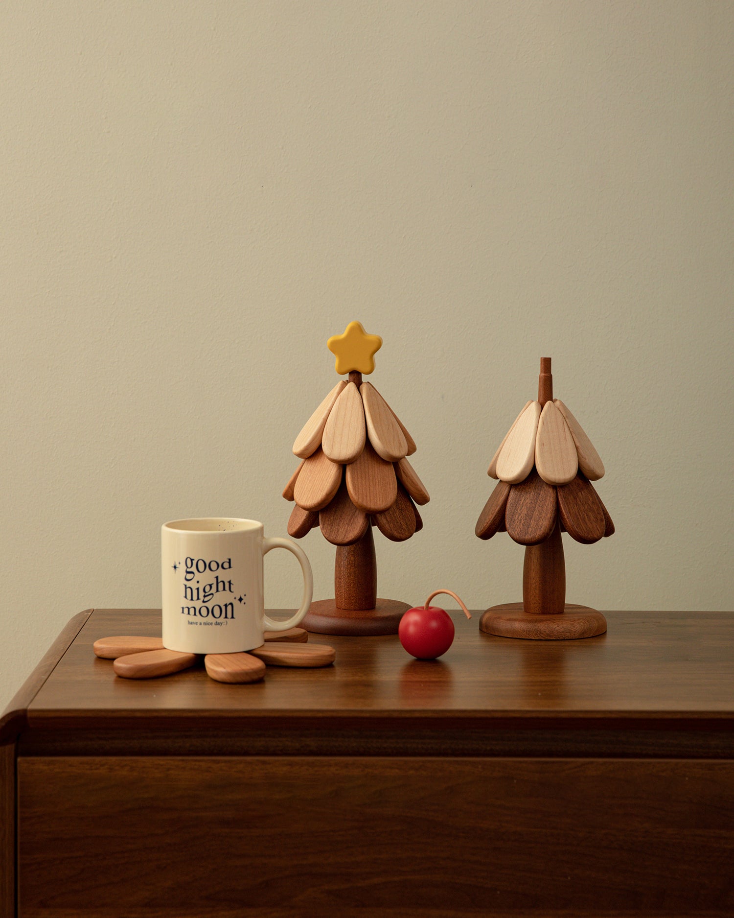 Fortune Playful Wood Tree Coasters