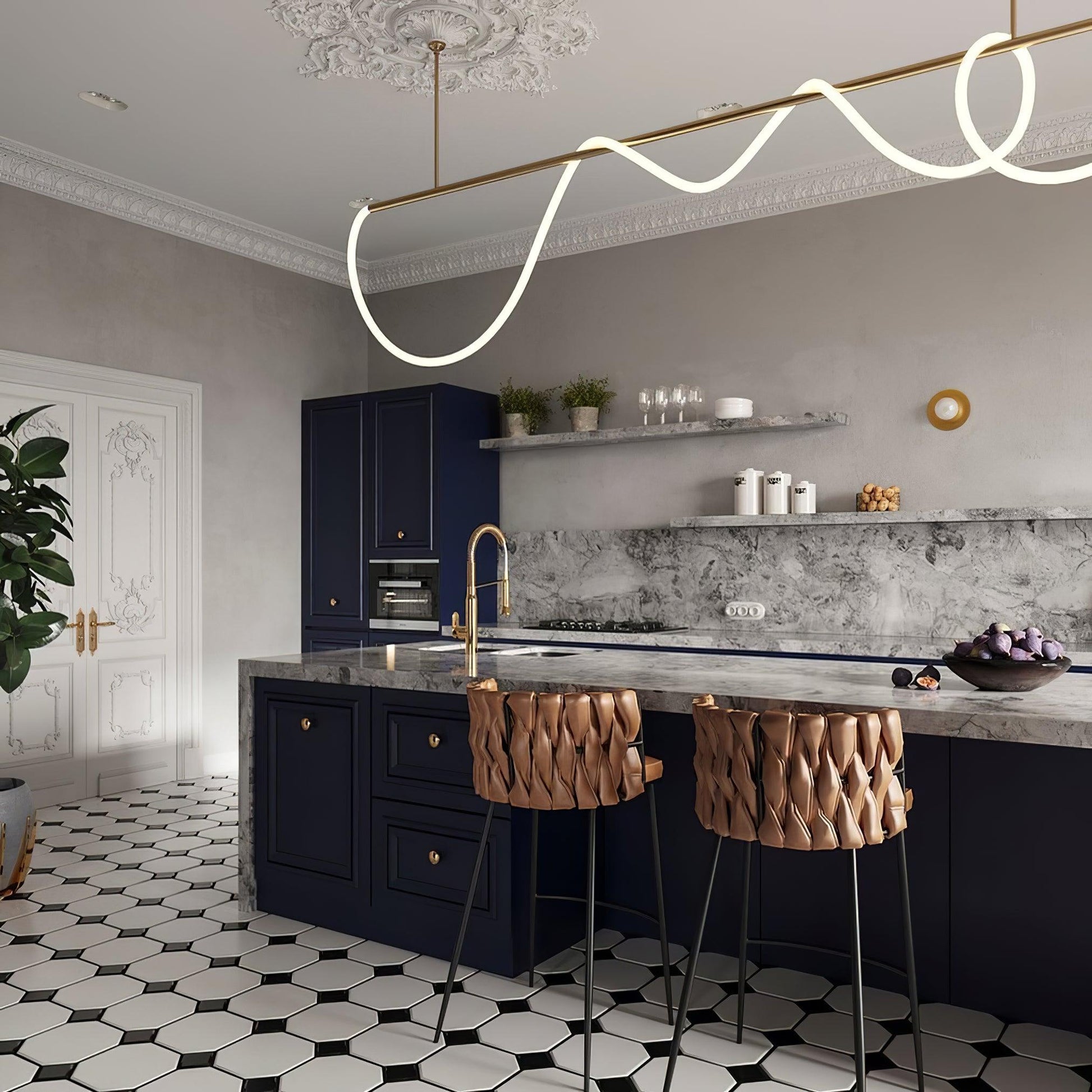 Flexible Linear Curve Chandelier - Blowlighting