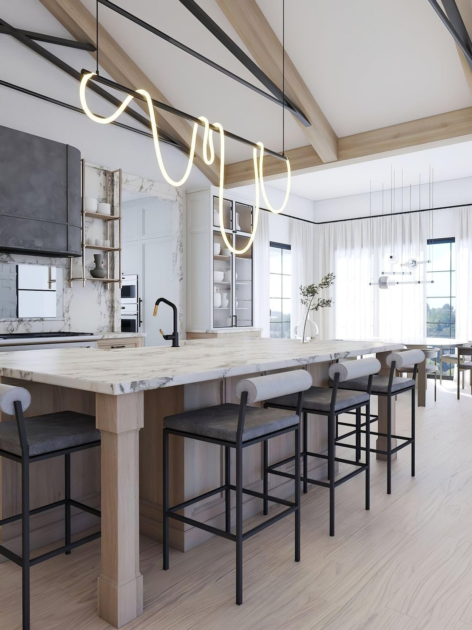 Flexible Linear Curve Chandelier - Blowlighting