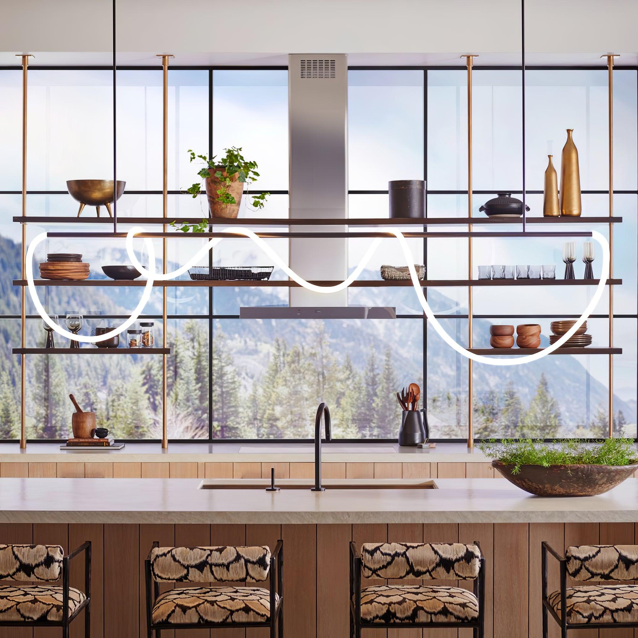 Flexible Linear Curve Chandelier - Blowlighting