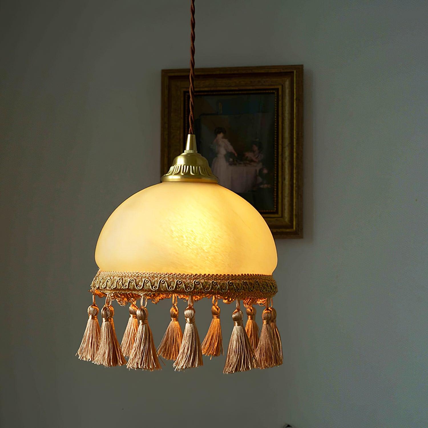 French Tassels Brass Pendant Swag Light - Blowlighting