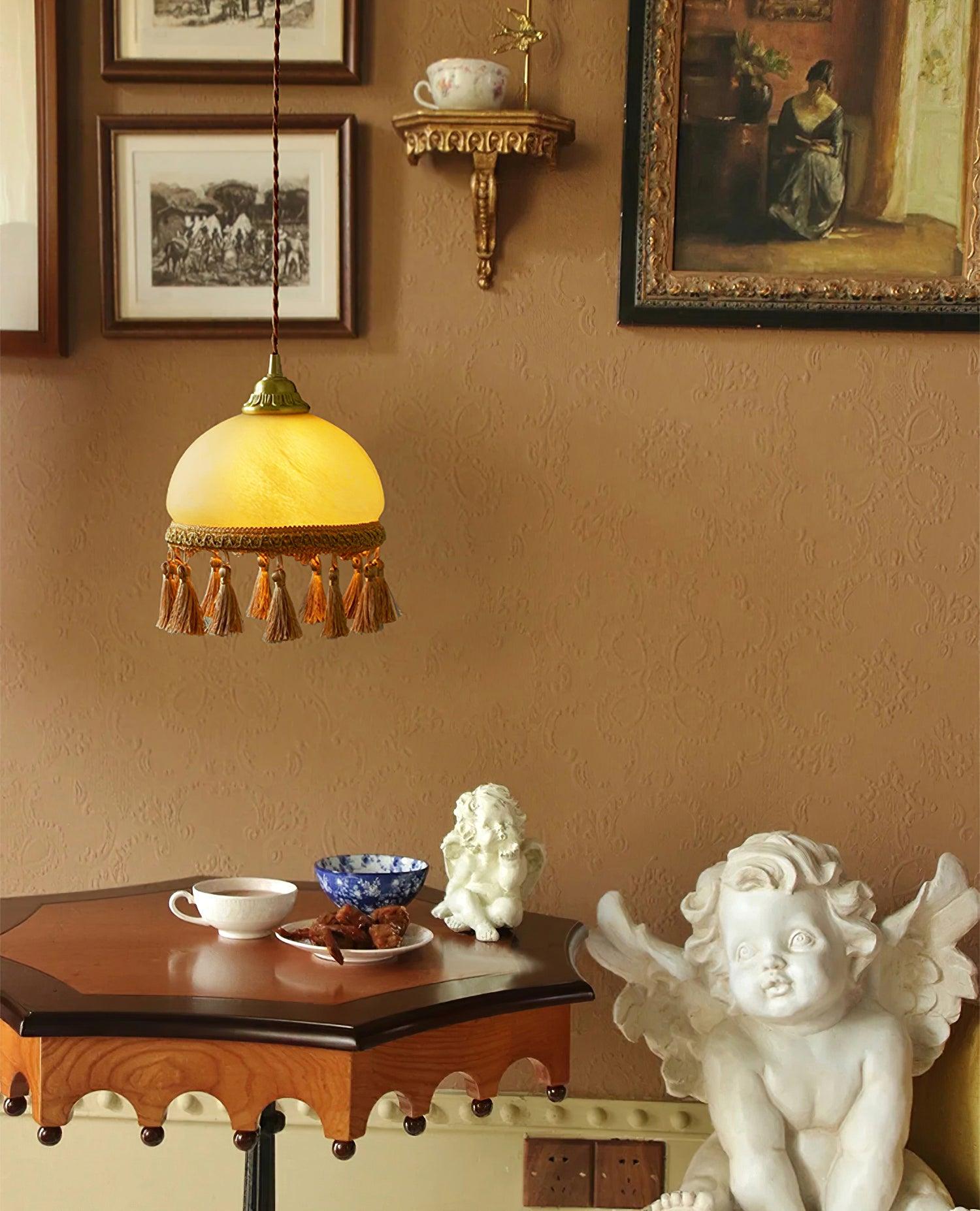 French Tassels Brass Pendant Swag Light - Blowlighting