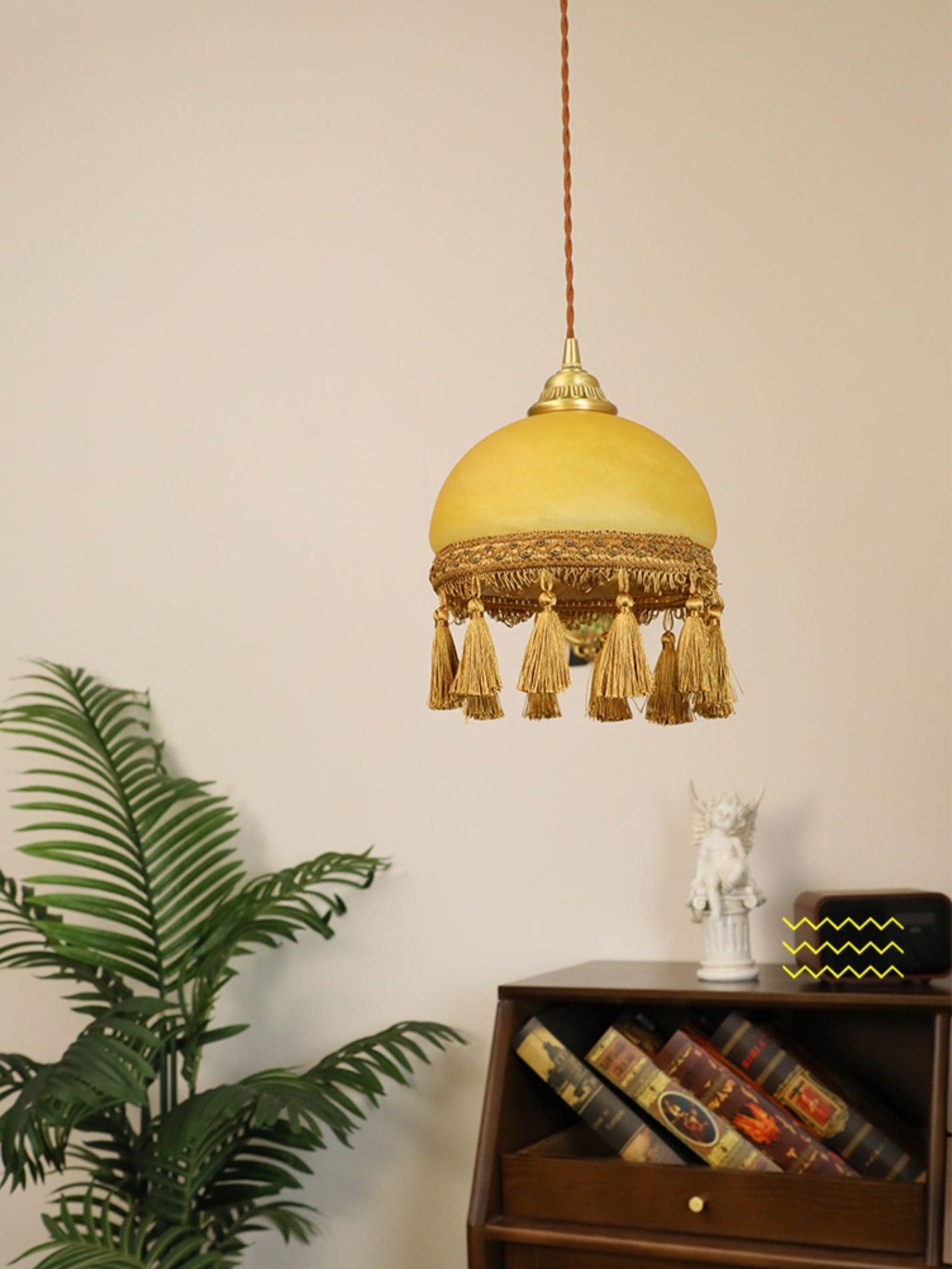 French Tassels Brass Pendant Swag Light - Blowlighting