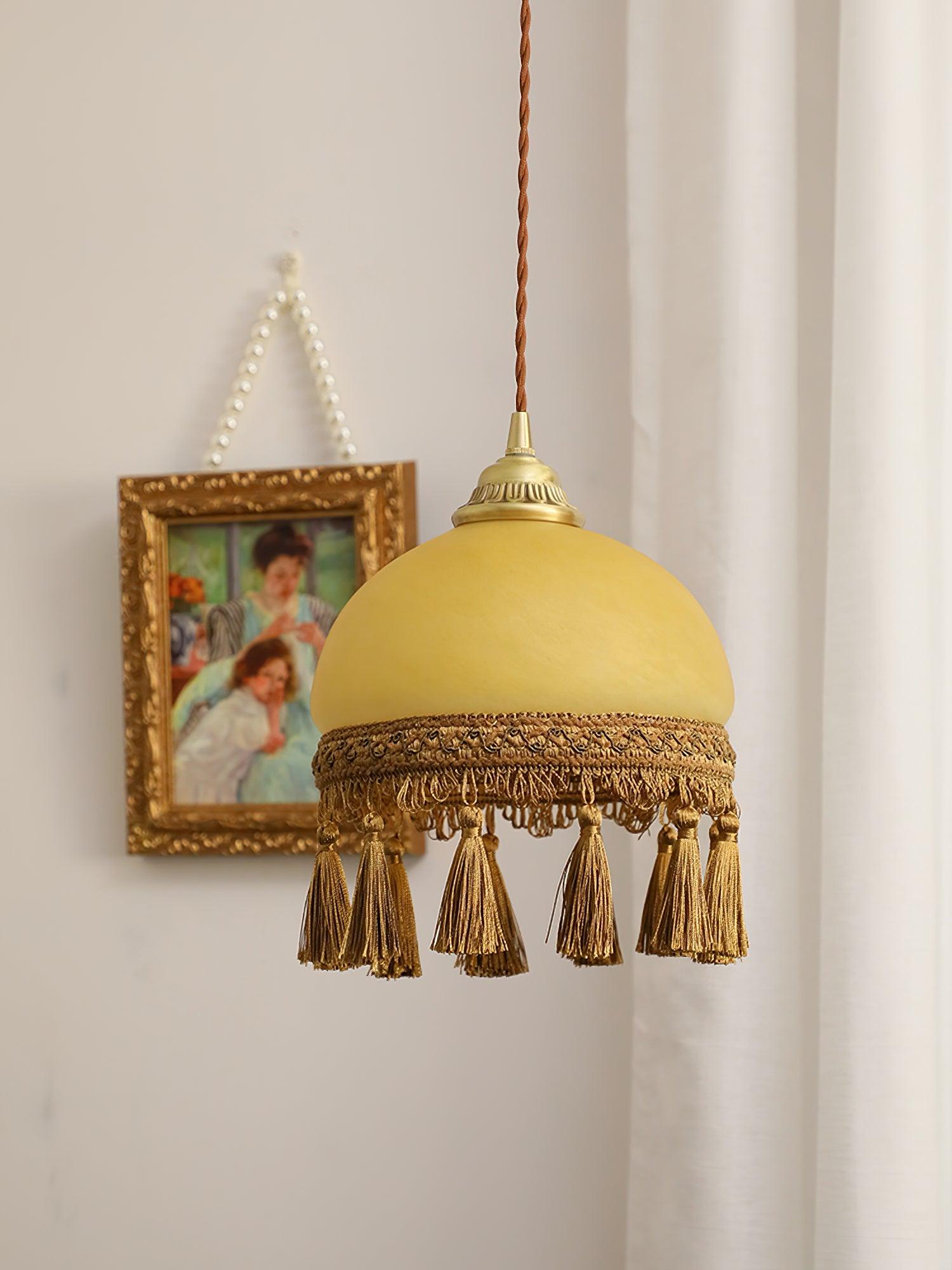 French Tassels Brass Pendant Swag Light - Blowlighting