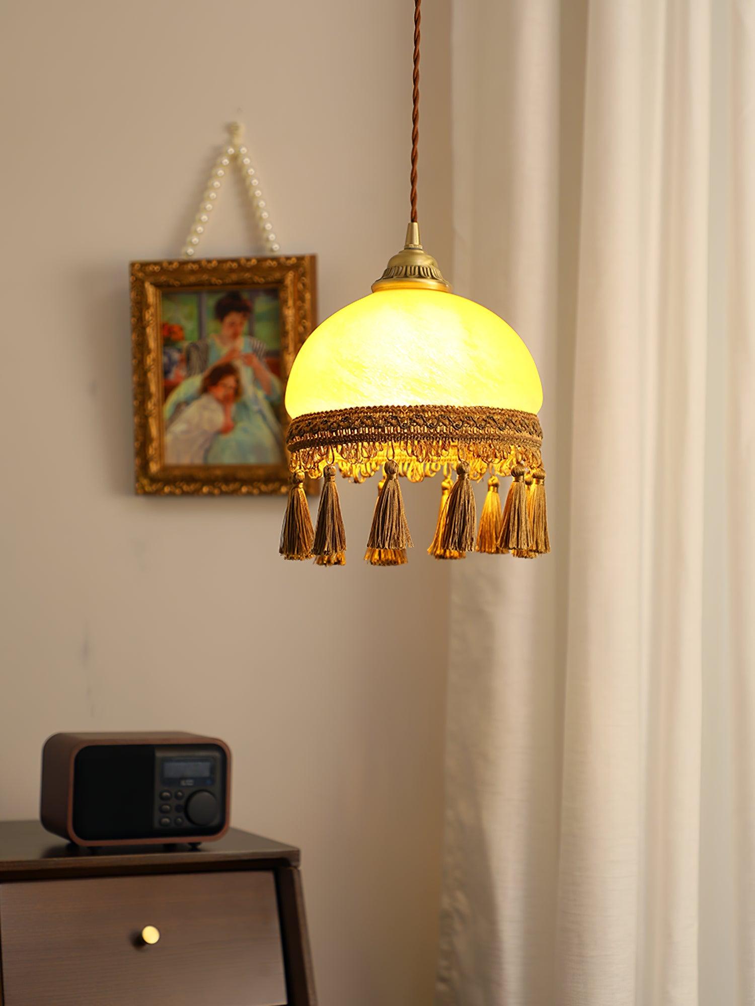 French Tassels Brass Pendant Swag Light - Blowlighting