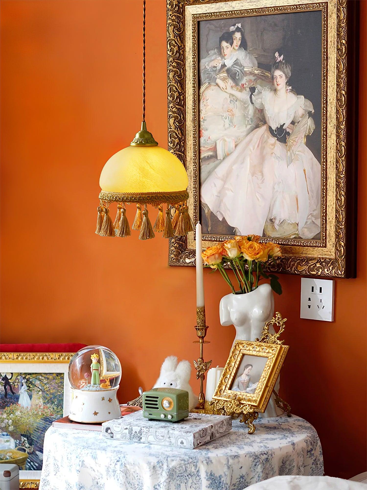 French Tassels Brass Pendant Swag Light - Blowlighting