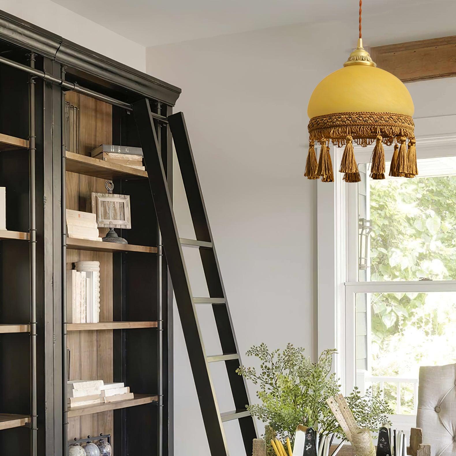 French Tassels Brass Pendant Swag Light - Blowlighting