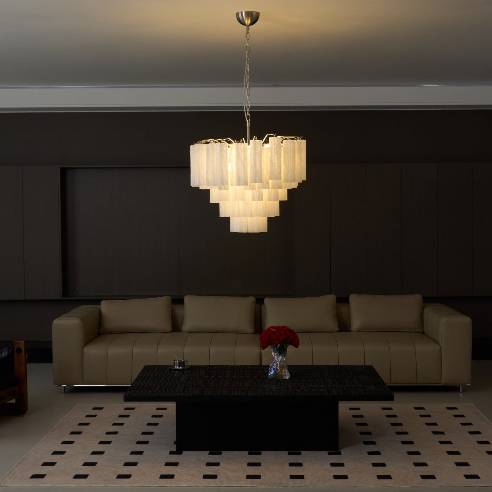 Aurora Chandelier Frosted Murano Glass Tiered Cascade - Blowlighting